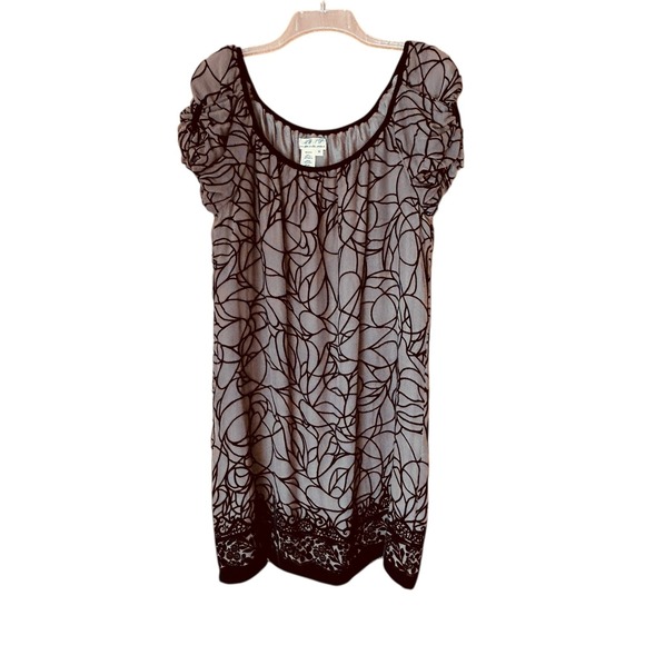 Max Studio Specialty Products Dresses & Skirts - Whimsigoth Burnout Velvet Silk Dress Size M Black Floral Ruched Sleeve Cocktail